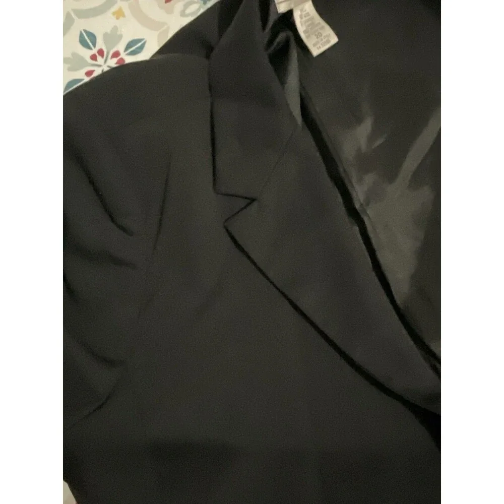 August Max stylish long open front blazer 2pockets, fully lined, Black SZ 20